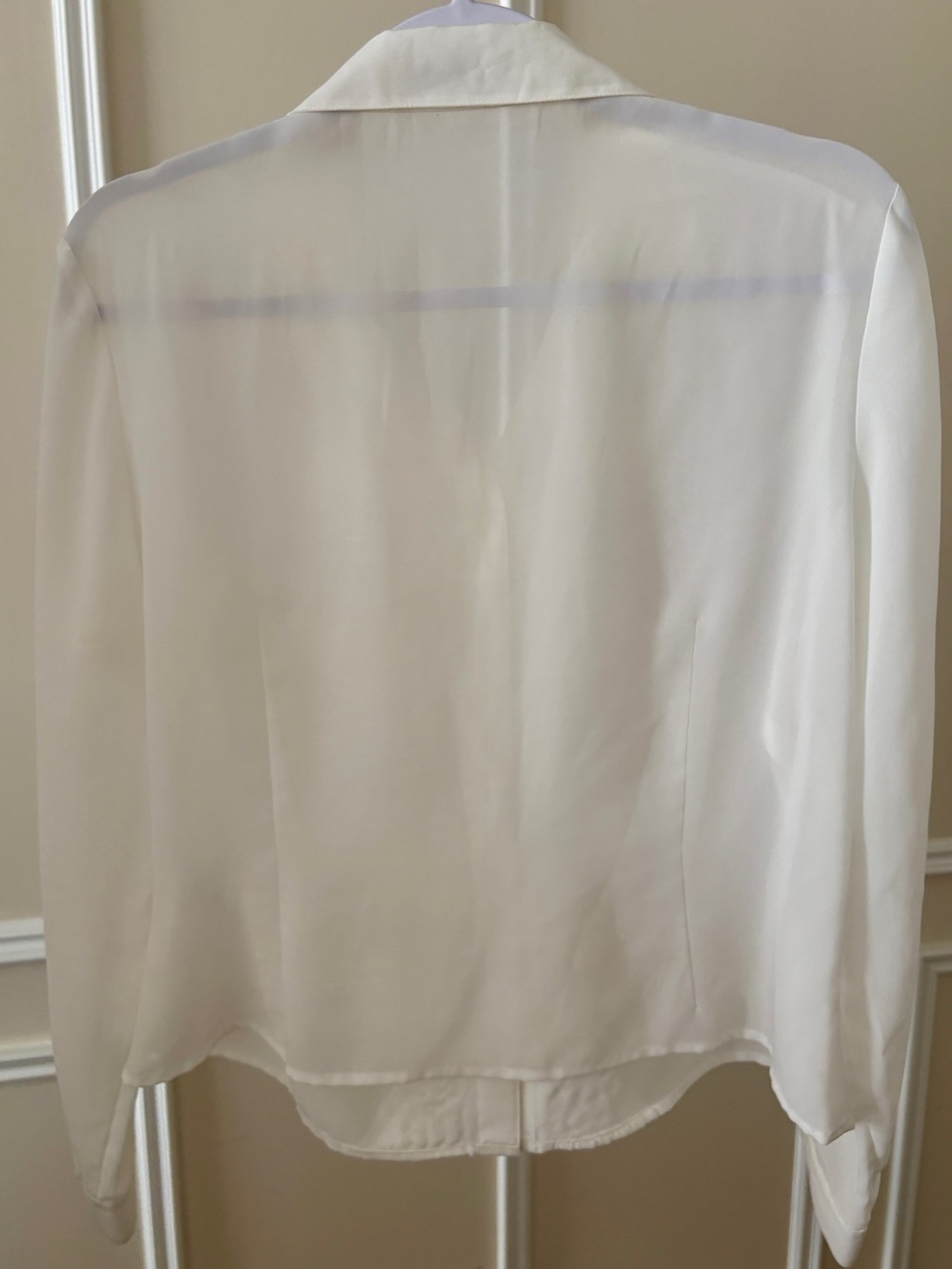 Sheer Ivory Cascading Ruffled Front Button-Down blouse - Picture 3 of 3